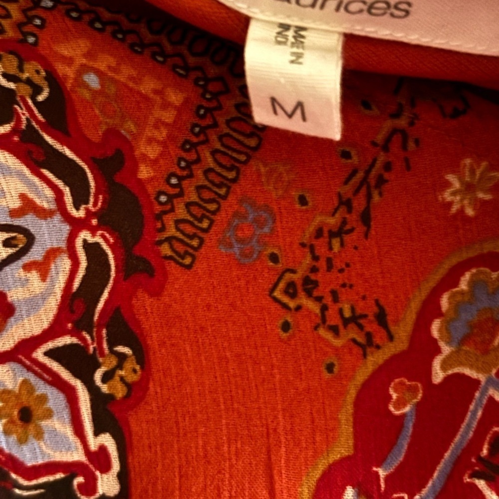 Maurice’s Medallion  Bohemian Rust High Low Patterned Midi Dress size Medium - Picture 12 of 16